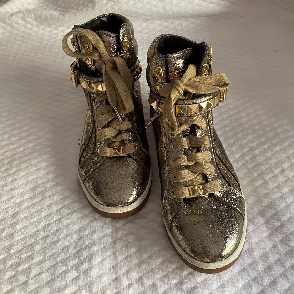 Michael Kors Gold Glam Studded Hightops Sz 8.5 M